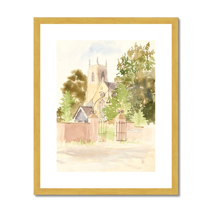 All Saints Church Winteringham from Meggitt Lane (1991) Antique Framed & Mounted Print