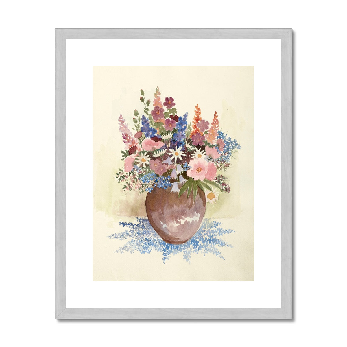 Floral Assortment In Vase Antique Framed & Mounted Print