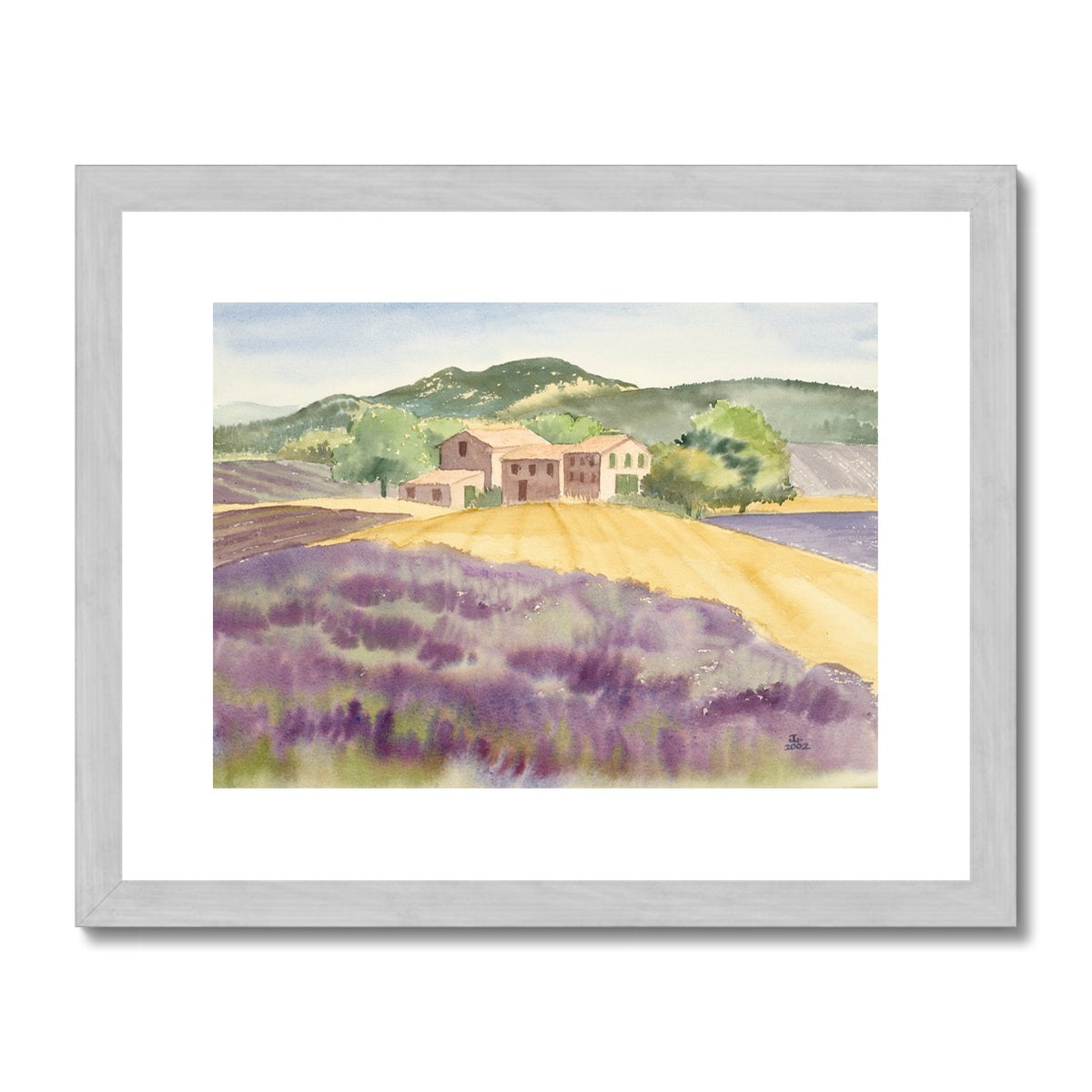 Lavender Farm in Provence Countryside (2002) Antique Framed & Mounted Print