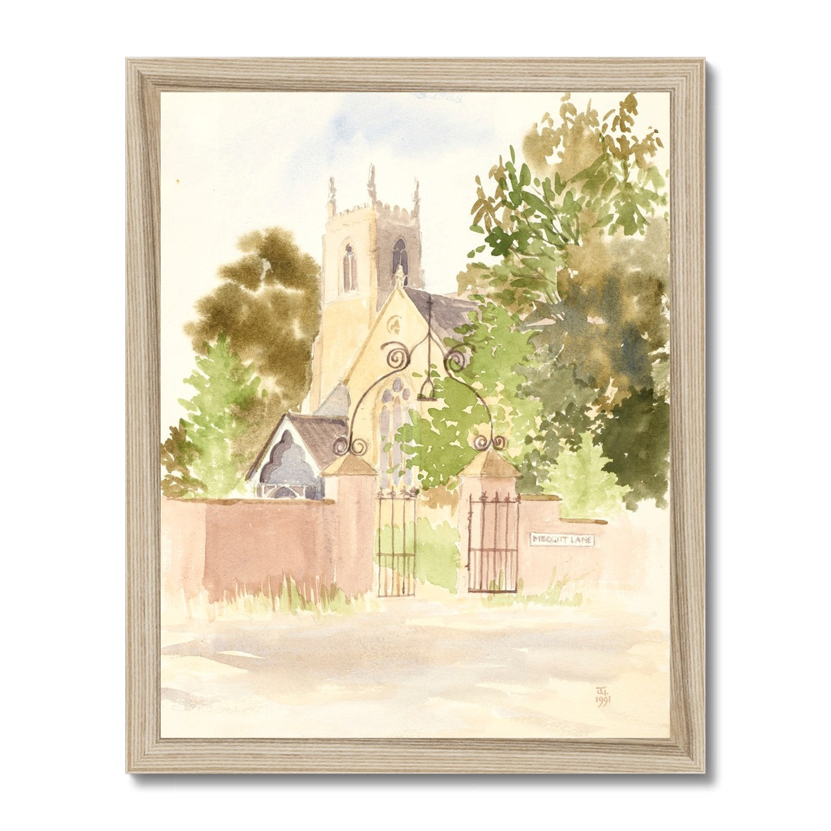 All Saints Church Winteringham from Meggitt Lane (1991) Framed Print