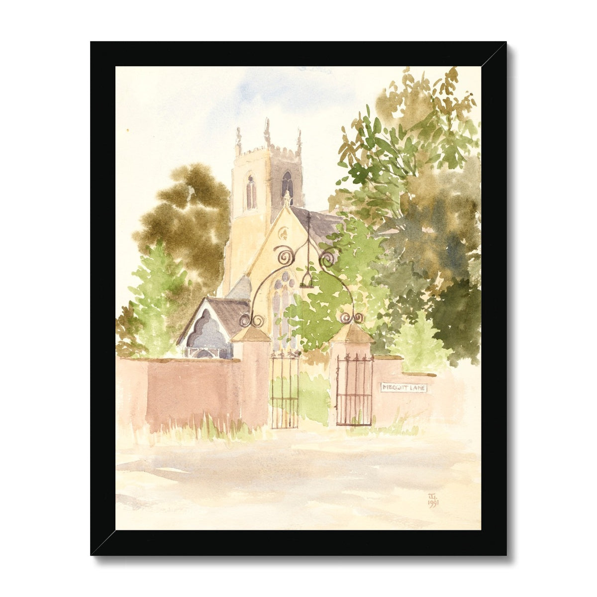 All Saints Church Winteringham from Meggitt Lane (1991) Framed Print