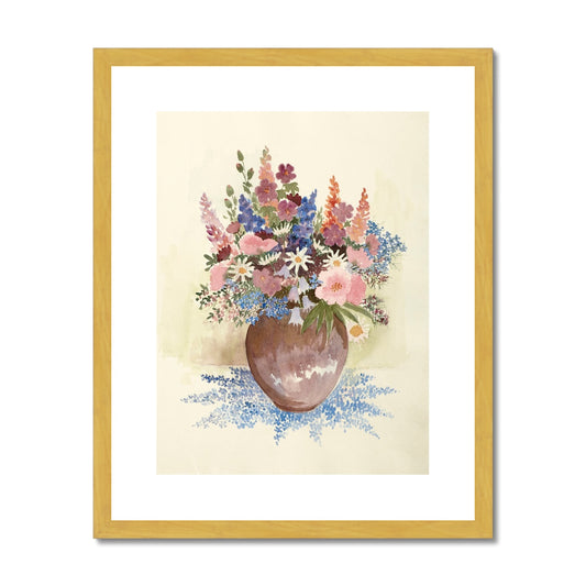 Floral Assortment In Vase Antique Framed & Mounted Print