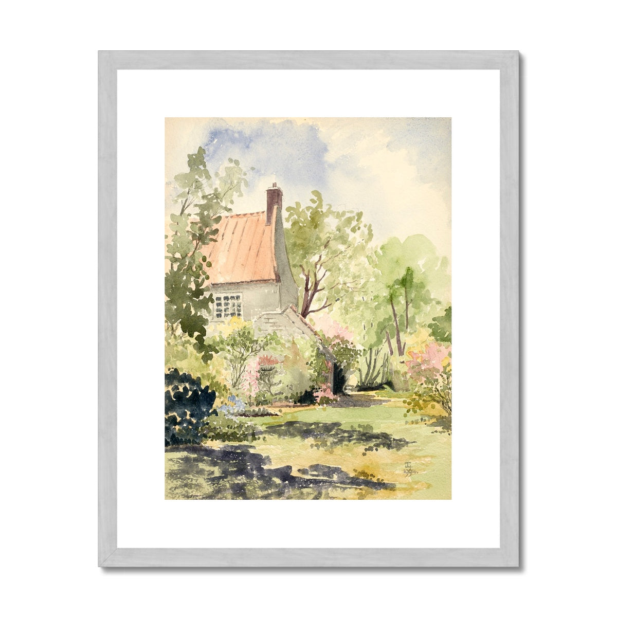 Spring Provence Cottage (1994) Antique Framed & Mounted Print