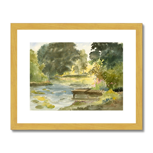 Jetty On Scawby Park Pond (2002) Antique Framed & Mounted Print