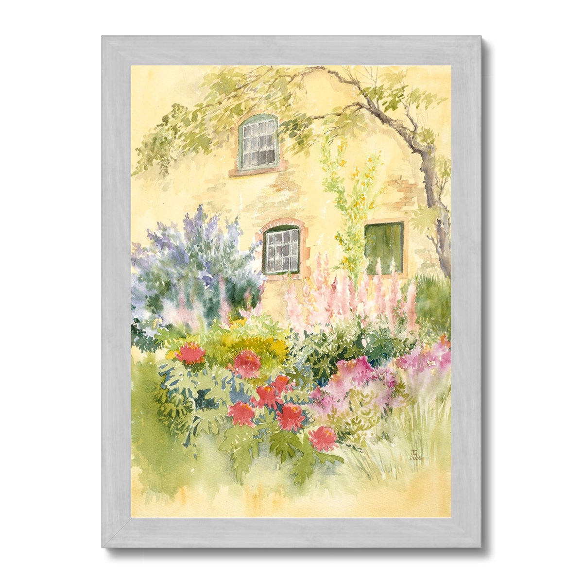 Scawby Hall Gardens On A Summers Day (2005) Antique Framed Print