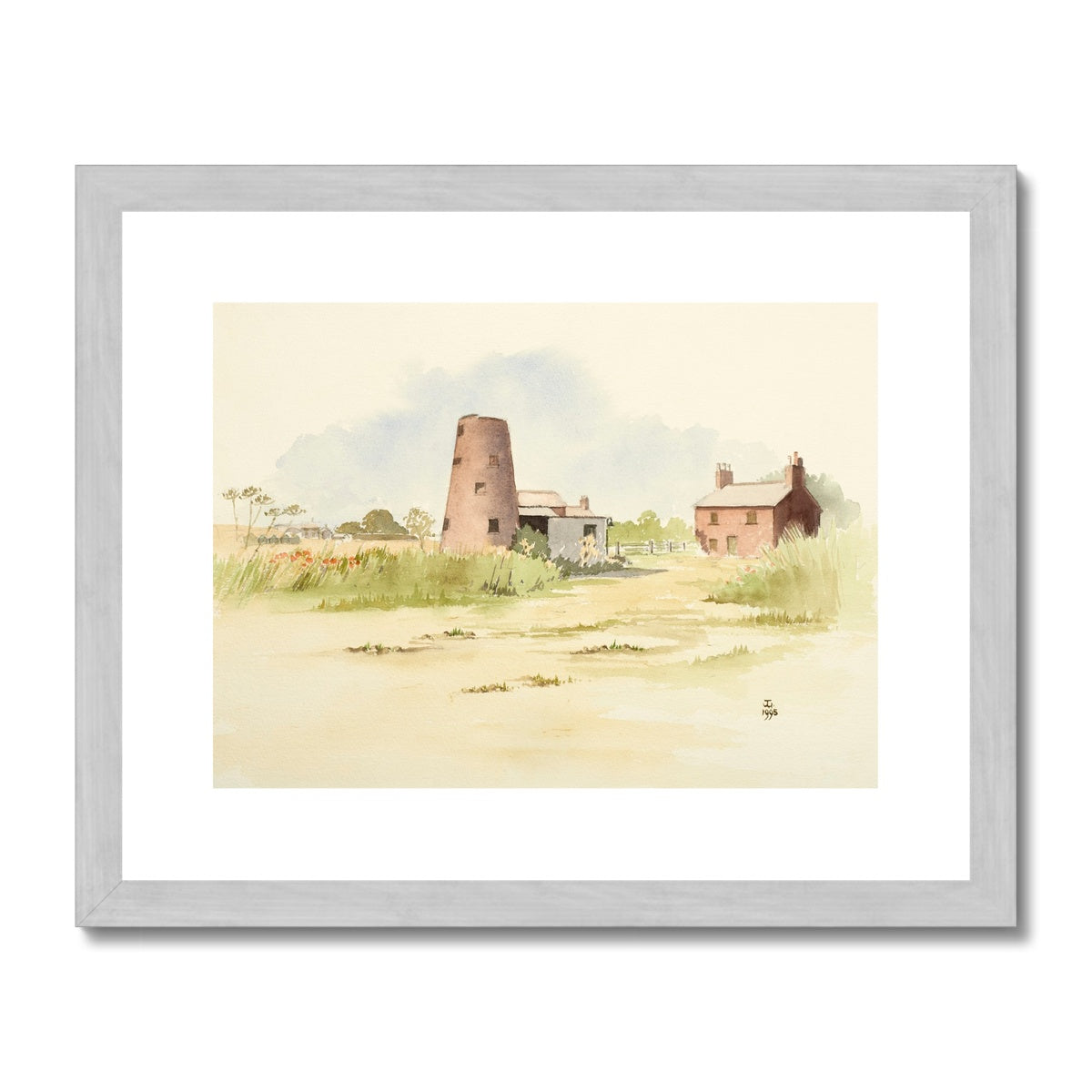 The Old Windmill Barnetby-le-Wold (1995) Antique Framed & Mounted Print